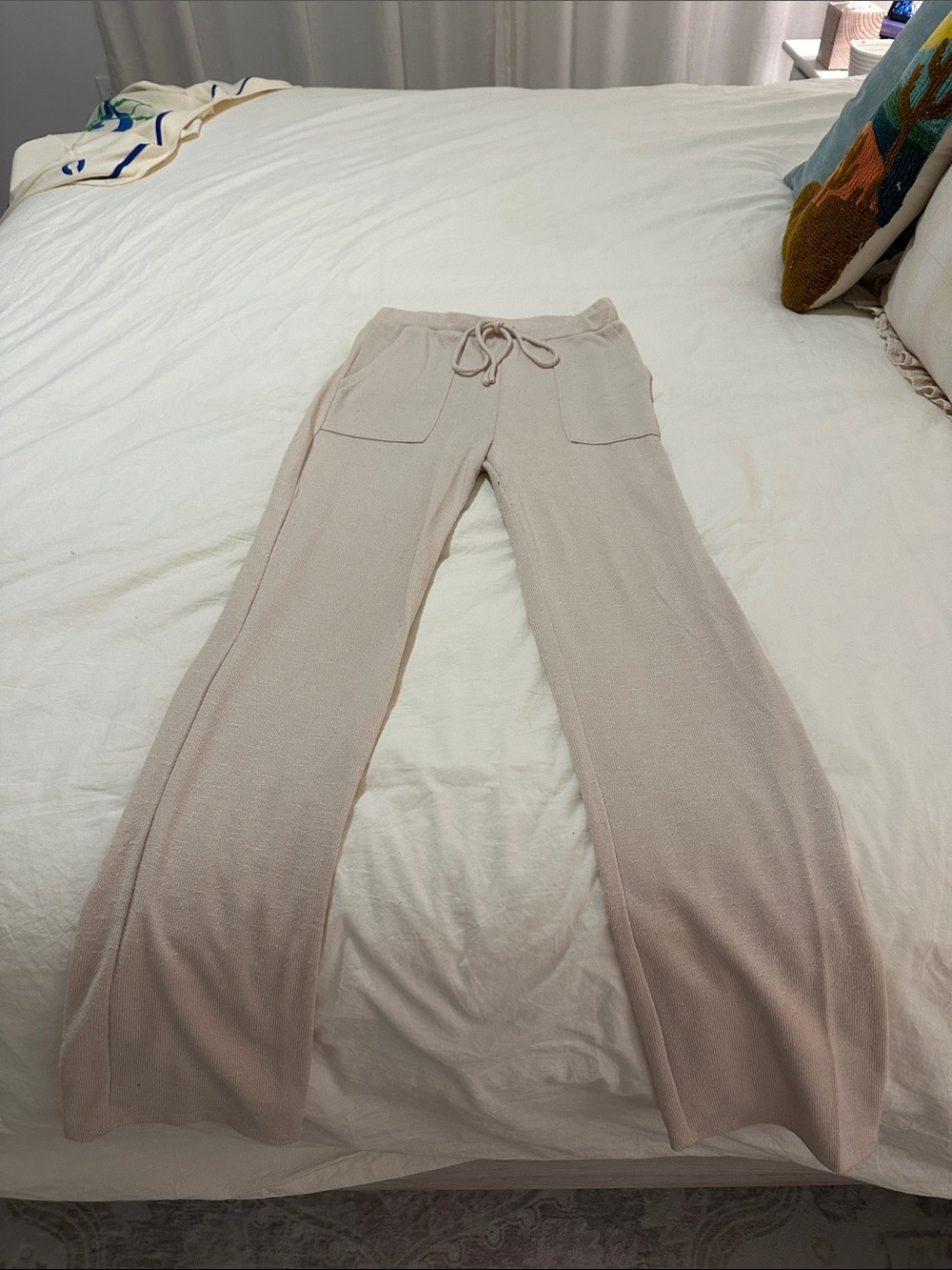 Princess Polly beige flare Lounge Pants with Drawstring
